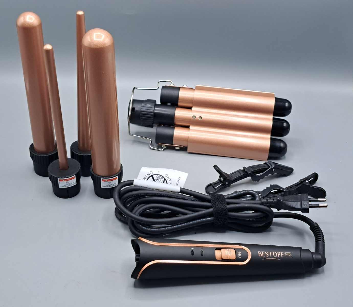 BESTOPE PRO Lockenstab Lockenstäbe 3 Fässer Welleneisen 5 in 1– Lockenstab Set 3